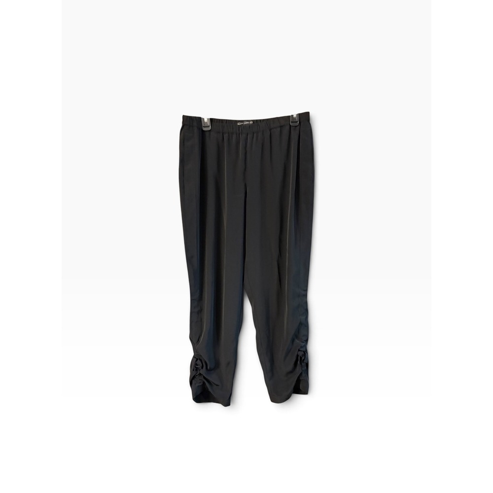 Black Label by Chicos Womens Ruched Hem Pull On Cropped Pants Black Size 1